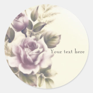 Sticker Rond Vintage Rose Vieux Glamour Fête Personnalisée Favo