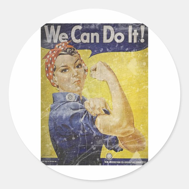 Sticker Rond Vintage Rosie Le Riveter (Devant)