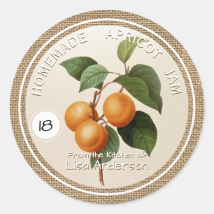 Sticker Rond Vintage Rustic Apricot Jam personnalisée R Étiquet