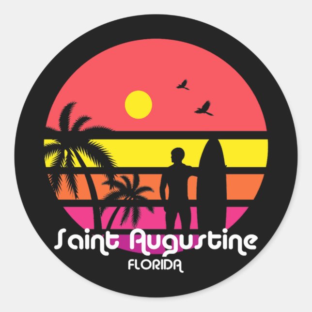 Sticker Rond Vintage Saint Augustine Floride (Devant)