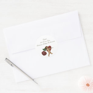 Sticker Rond Vintage Saint-Valentin Chérubin et Rose Victorienn
