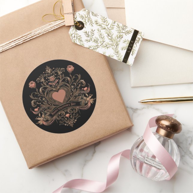 Sticker Rond Vintage Saint Valentin victorienne (Cadeaux)