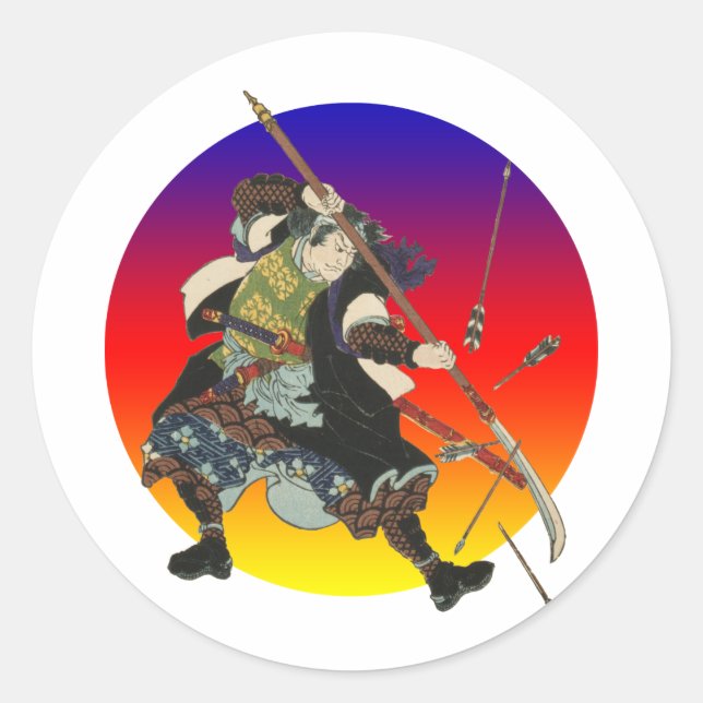Sticker Rond Vintage Samurai (Devant)