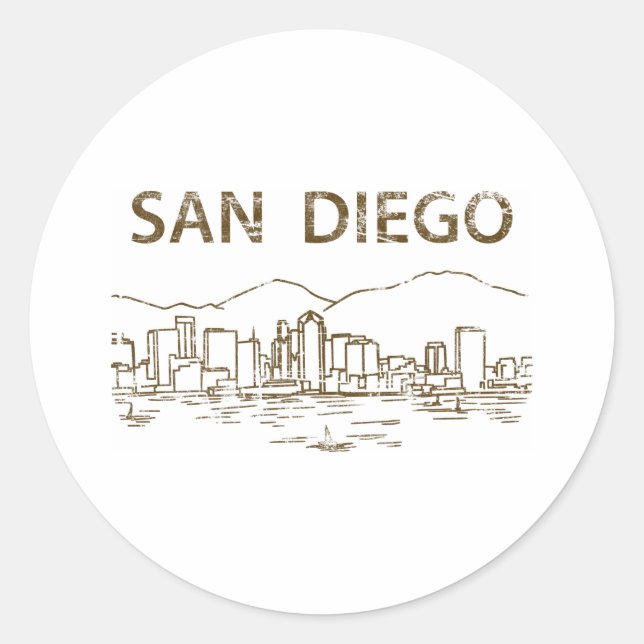 Sticker Rond Vintage San Diego (Devant)