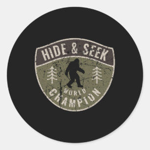 Sticker Rond Vintage Sasquatch Cacher Et Chercher Champion Du M
