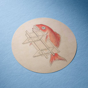 Sticker Rond Vintage Sea Bream Yokai