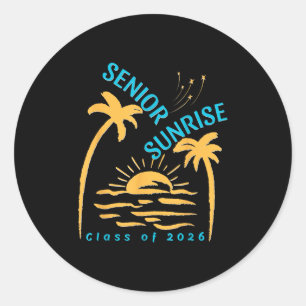 Sticker Rond Vintage Senior Sunrise 2026 Aînés De Cl Graduati