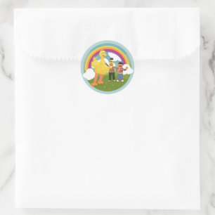 Sticker Rond Vintage Sesame Street Friends Rainbow