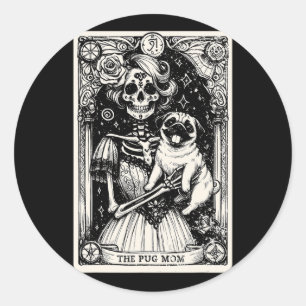 Sticker Rond Vintage Skeleton Carlin Maman Tarot Card Vibes de 