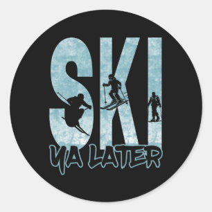 Sticker Rond Vintage Ski À Plus tard Drôle Skieur Sports d'hive