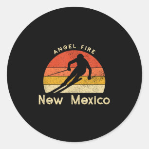 Sticker Rond Vintage Ski Angel Fire Nouveau Mexique Mountain