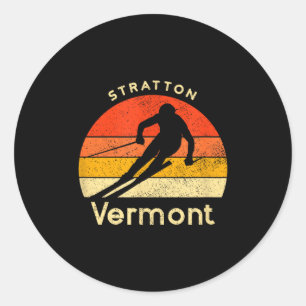 Sticker Rond Vintage ski stratton vermont montagne