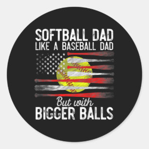 Sticker Rond Vintage Softball Papa Comme Un Baseball Papa Flag 