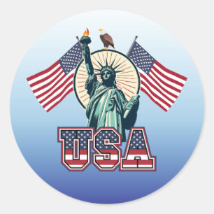 Sticker Rond Vintage, Statue de la Liberté