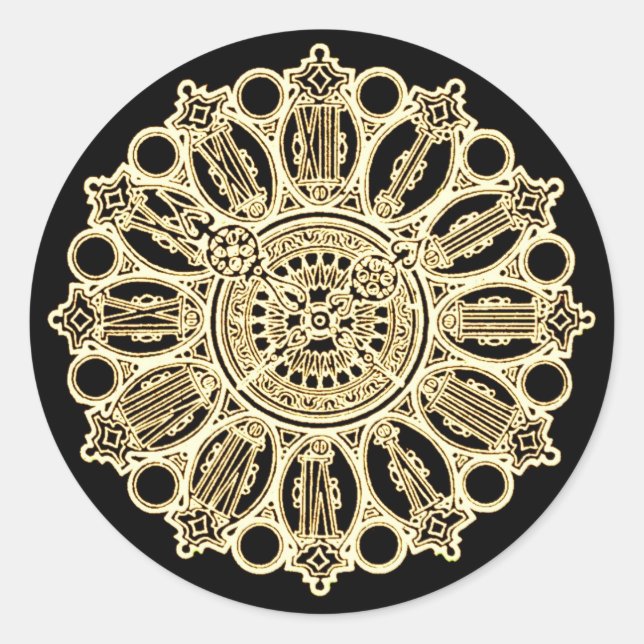 Sticker Rond Vintage Steampunk Victorian Fancy Horloge (Devant)