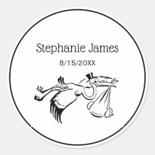 Sticker Rond Vintage Stork Livrant un bébé #1