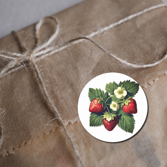 Sticker Rond Vintage strawberries (Créateur téléchargé)