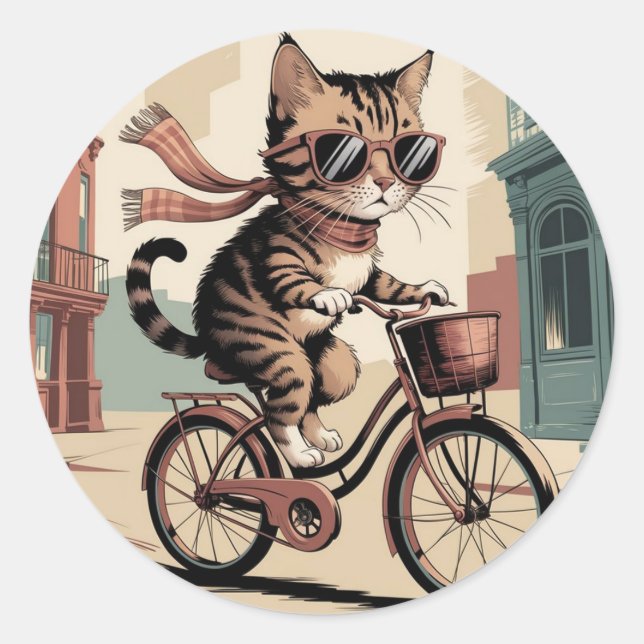 Sticker Rond Vintage Style Cat (Devant)