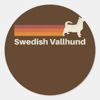 Sticker Rond Vintage Swedish Vallhund Retro Mom Dad Dog 