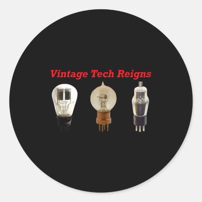 Sticker Rond Vintage Tech Reigns Vacuum Tube  (Devant)