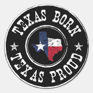Sticker Rond Vintage Texas né - Texas fier