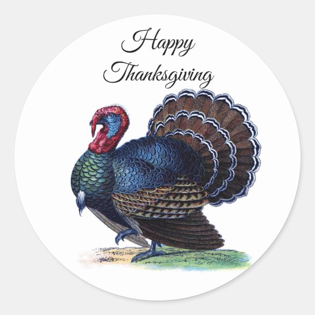 Sticker Rond Vintage Thanksgiving Turquie (Devant)