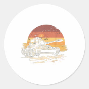 Sticker Rond Vintage Tiger Tank Guerre Mondiale Ii