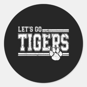 Sticker Rond Vintage Tigers School Sports Nom Retro