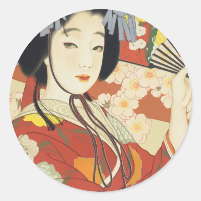 Sticker Rond Vintage Travel Poster Osaka Japon (Devant)