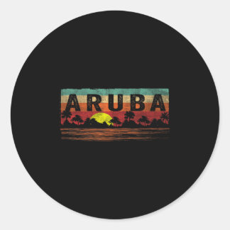 Sticker Rond Vintage Tropical Aruba T Shirt Palm Beach Aruba Sh