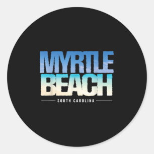 Sticker Rond Vintage Tropical Beach Myrtle Beach Caroline du Su