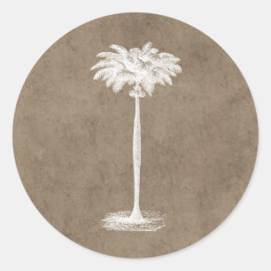 Sticker Rond Vintage Tropical Island Palm Tree Modèle vierge
