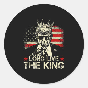 Sticker Rond Vintage Trump Vive le roi American Patrioti