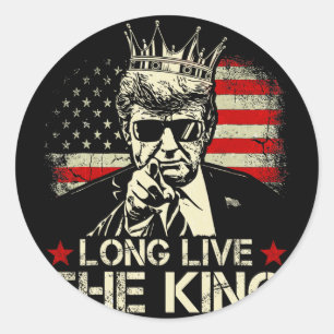 Sticker Rond Vintage Trump Vive le roi Patriote américain