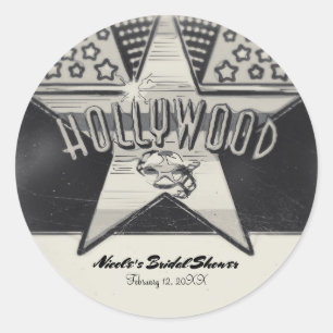 Sticker Rond Vintage Vieux Hollywood Noir & Blanc Personnalisé 