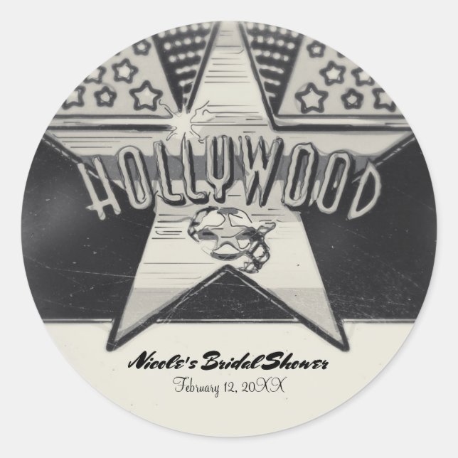 Sticker Rond Vintage Vieux Hollywood Noir & Blanc Personnalisé  (Devant)
