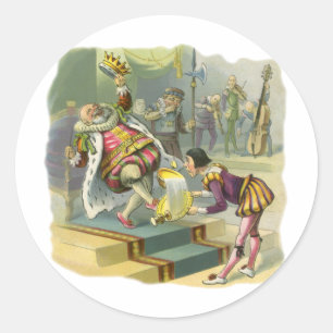 Sticker Rond Vintage Vieux Roi Cole Nursery Rhyme Poème Chanson