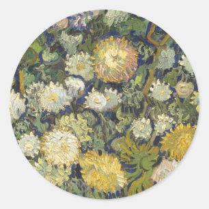 Sticker Rond Vintage Vincent Van Gogh Bouquet de fleurs
