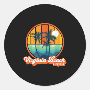 Sticker Rond Vintage Virginia Beach Virginia Été 90s Plage S