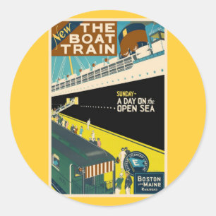 Sticker Rond Vintage voyage - Le Train Boat