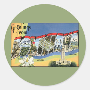 Sticker Rond Vintage voyage, Salutations Du Golfe De Louisiane
