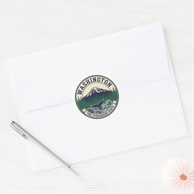 Sticker Rond Vintage Washington State Emblem  (Enveloppe)