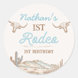 Sticker Rond Vintage Western Cowboy Premier Rodéo 1er Anniversa