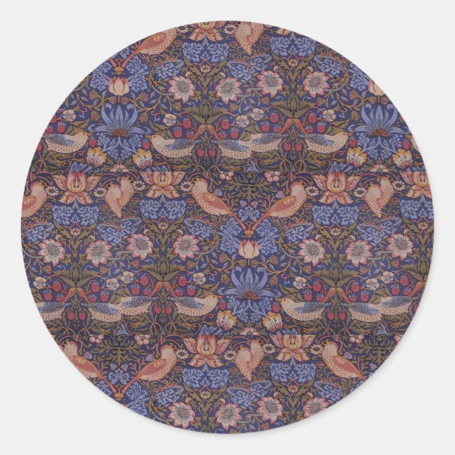 Sticker Rond Vintage William Morris Strawberry Thief (Devant)