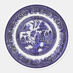 Sticker Rond Vintage Willow bleu Motif vers 1790