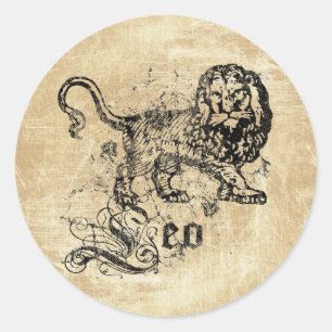 Sticker Rond Vintage Zodiac Leo