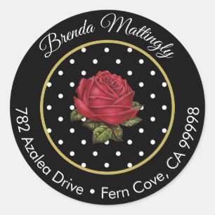 Sticker Rond Vintages points Floral Retour Adresse Enveloppe Sc