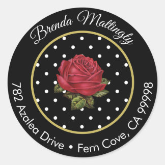 Sticker Rond Vintages points Floral Retour Adresse Enveloppe Sc