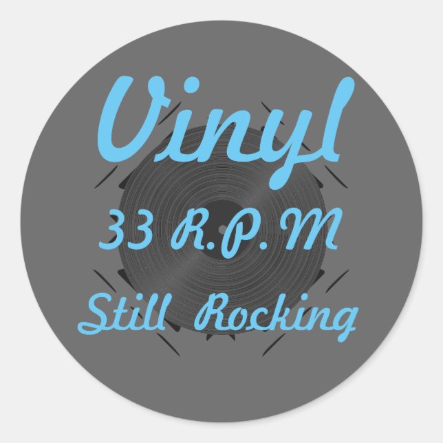 Sticker Rond Vinyl 33 tr/min Toujours Rocking Blue (Devant)