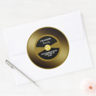 Sticker Rond Vinyl 45 Gold Record Adresse de famille
